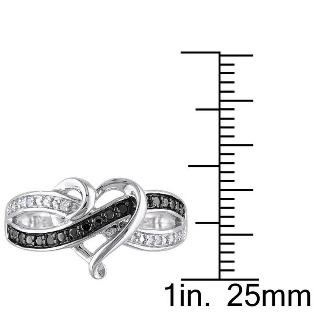 Romantic Women 925 Silver  Ring Black Sapphire New - Picture 2 of 2
